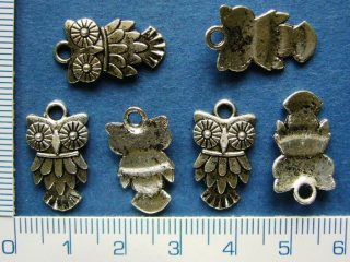Kovový přívěsek, sova, 11x20mm, 1ks