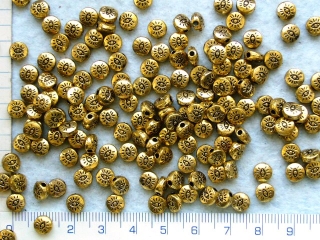 Kovový korálek,6mm, zlatá placička s okem,1ks