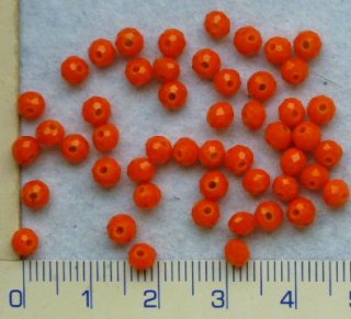 Broušené korálky, oranžové syté,4mm,50ks
