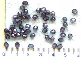 Broušené korálky, 4mm, fialová s pokovem,50ks