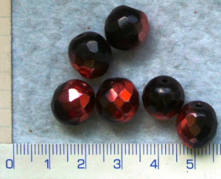 Broušené korálky, 12mm, černá s měděným pokovem,6k