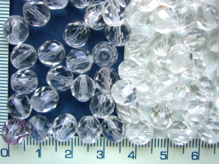 Broušené korálky, 8mm, čirá, 15ks-10g