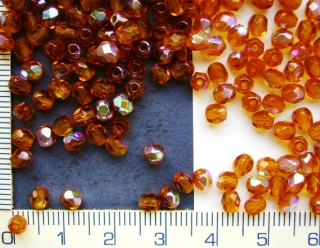 Broušené korálky,4mm,sv.hnědá s pokovem,50ks