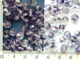 Broušené korálky, 6mm, šedočirá,cca40ks-10g