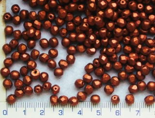 Broušené korálky, 5mm, měděná kovová,40ks-10g