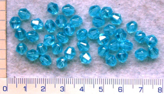 Broušené korálky, M.C.perle-sluníčka, 4mm,sv modré lesklé,50ks
