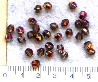 Broušené korálky, MC perle-sluníčka, 5mm, hnědé pokovené, 30ks