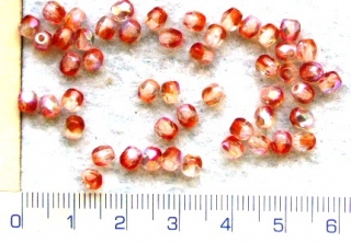 Broušené korálky, oranžovočirá s pokovem,4mm, 50ks