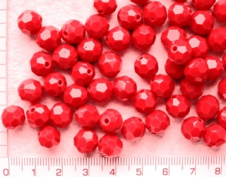 Broušené korálky, M.C.broušené perle kulaté Preciosa,červené syté,9mm,1ks