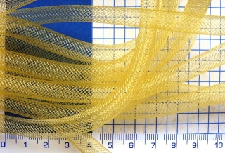 Síťka na korálky, žlutozlatá, průměr cca 9mm,1m