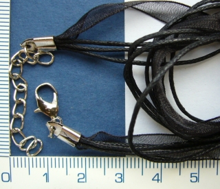 /Šňůrka se zapínáním s prodlužovacím řetízkem, černá,cca50cm, 1ks