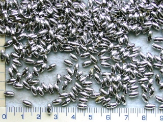 Pokovený plast,stříbrný pokovený oválek,6x3mm,100ks