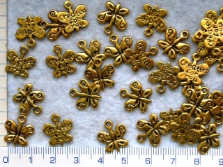 Kovové korálky, zlatý motýl,13mm,1ks
