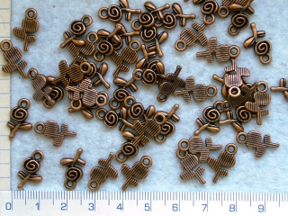 / Kovové korálky,měděná růžička 15x9mm,1ks