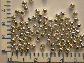 Kovové korálky, 4mm,stříbrná kulička, 50ks