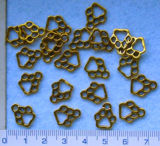 Kovové korálky, zlatá psí tlapka, 13mm,1ks