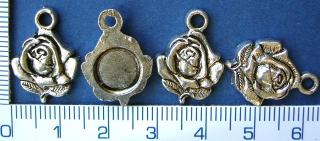 Kovový korálek, 20mm, růže, 1ks