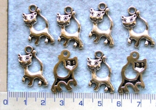 Kovové přívěsky, stříbrná kočka,24x13mm,1ks