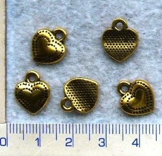Kovové korálky, zlaté srdce,11x13mm, 1ks