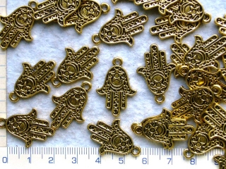 Kovové korálky, zlatá ruka fatimy,25x18mm, 1ks