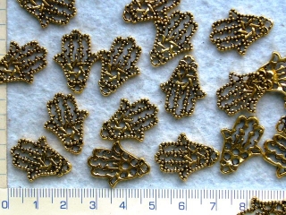 Kovové korálky, zlatá ruka fatimy,21x16mm, 1ks