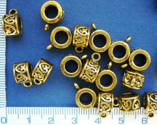 Kovové korálky, 12mm, zlatý korálek se závěsem, 1ks