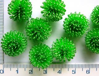 Drátěné, kovové, 16mm, zelená kulička, 1ks