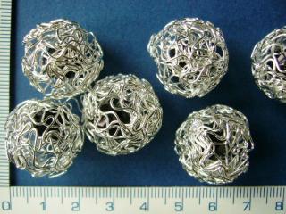 Drátěné, 20mm, stříbrná kulička s černým korálkem, 1ks