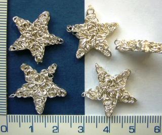 Drátěné , stříbrná hvězdička, 20mm, 1ks