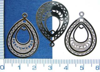Kovové přívěsky, stříbrná kapka, 28mm,1ks