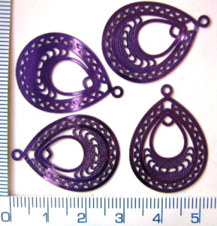 Kovové přívěsky, 28mm, fialová kapka, 1ks