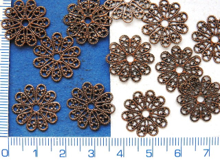 Kovové přívesky,filigrán, 17mm,měděná kytička, 1ks
