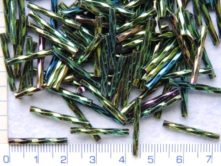 Tyčky, PRECIOSA, 20mm, zelené iris,10g, cca59 ks