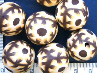 FIMO, hnědá kulička s kytičkami, 20mm, 1ks
