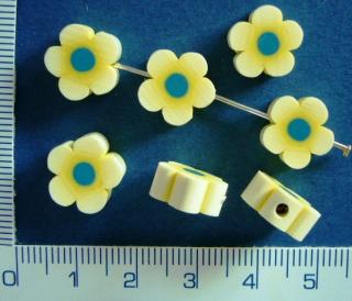 FIMO, žlutá kytička,12mm,1ks