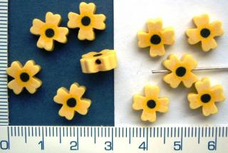 FIMO,9mm, žlutá kytička, 1ks