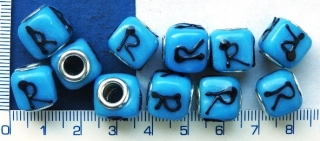 Vinutka,modrá kostka R ,korálek s velkým průtahem,13x13mm,1ks
