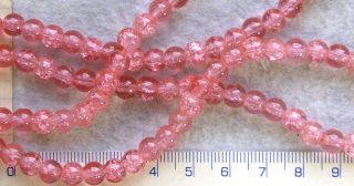 Praskané, 6mm, sv.růžová kulička, cca78ks-20g