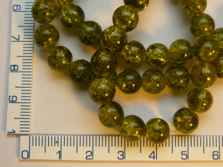 Praskané, 6mm, zelená, khaki kulička, cca78ks-20g