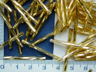 Tyčky, PRECIOSA, zlatá se stř.průt.,30mm, 10g, cca37ks