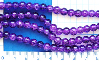 Praskané, 6mm, fialková kulička, cca 66ks-20g