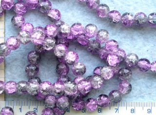 Praskané, 8mm, fialovošedá kulička, cca29ks-20g