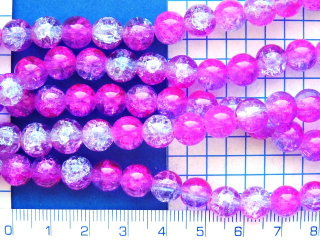 Praskané, 8mm, růžovofialková kulička,cca29ks-20g
