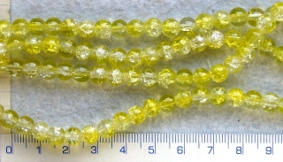 Praskané, 6mm, žlutočirá kulička,cca70ks-20g
