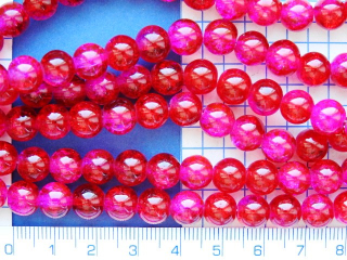 Praskané, 6mm, červenorůžová kulička,cca66ks-20g