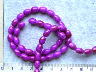 Lakované korálky,6x8mm,růžový oválek s cákanci,30ks