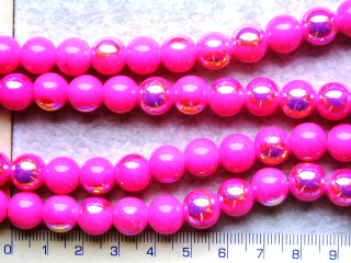 Lakované korálky, 10mm, růžová s cákanci,cca15ks-20g