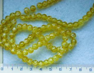 Lakované korálky, 6mm, žlutá s cákanci,cca74ks-20g