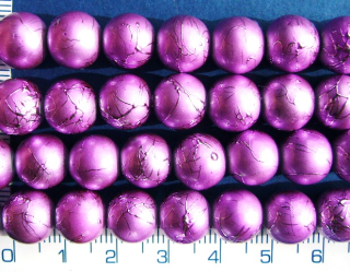 Lakované korálky, voskovky s cákáním, 12mm, růžová, 9ks