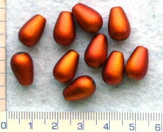Lakované korálky, oranžová kapka, 13x8mm,10ks